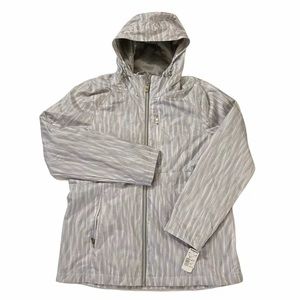 NWT Zeroxposur Women’s Jacket Hooded Pile Lined Rain Jacket M “metal tube” color